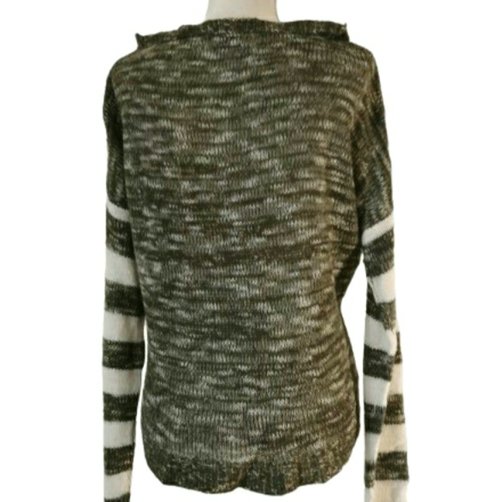 Y2K Wet Seal Green Stripe Slouchy High Low Sweater -  Size Large - Picture 2 of 9